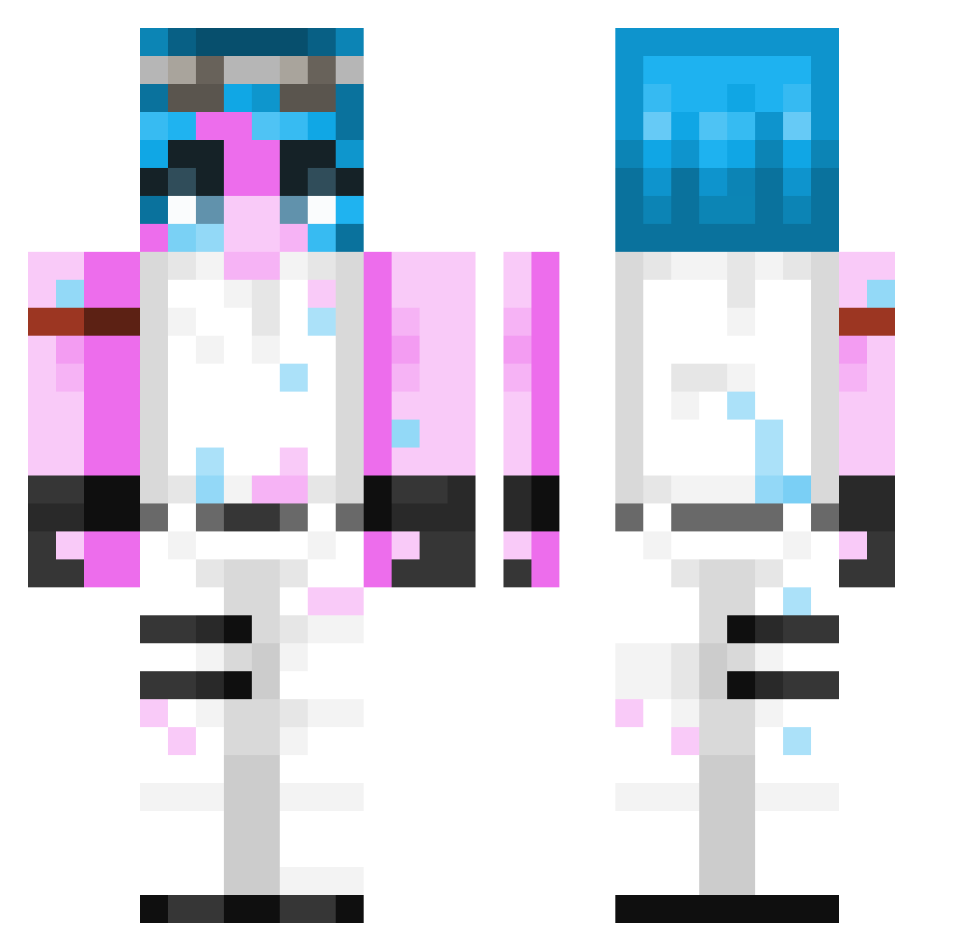 SkyJ143 Minecraft skin, front and back view