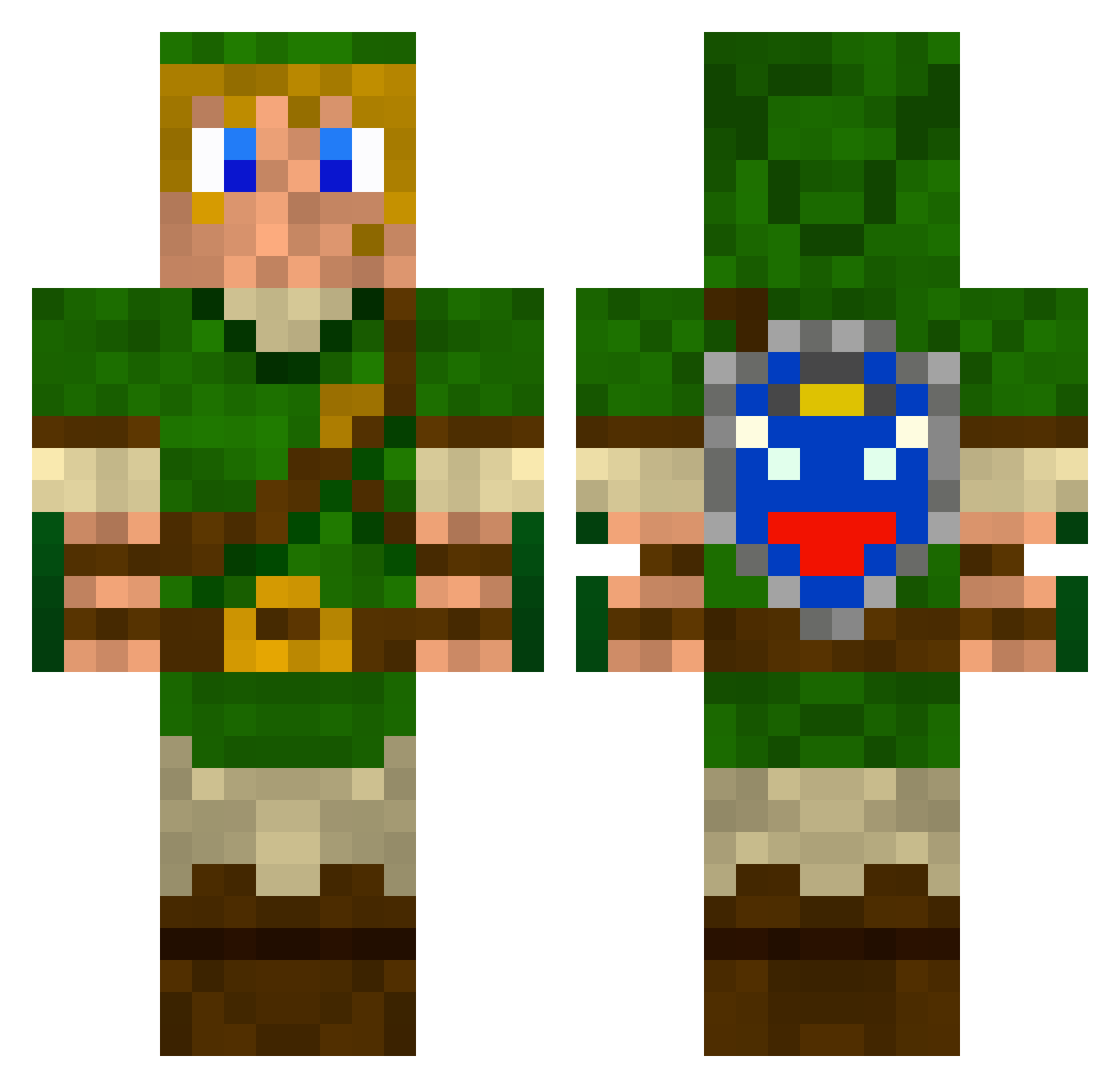 Tule Minecraft skin, front and back view