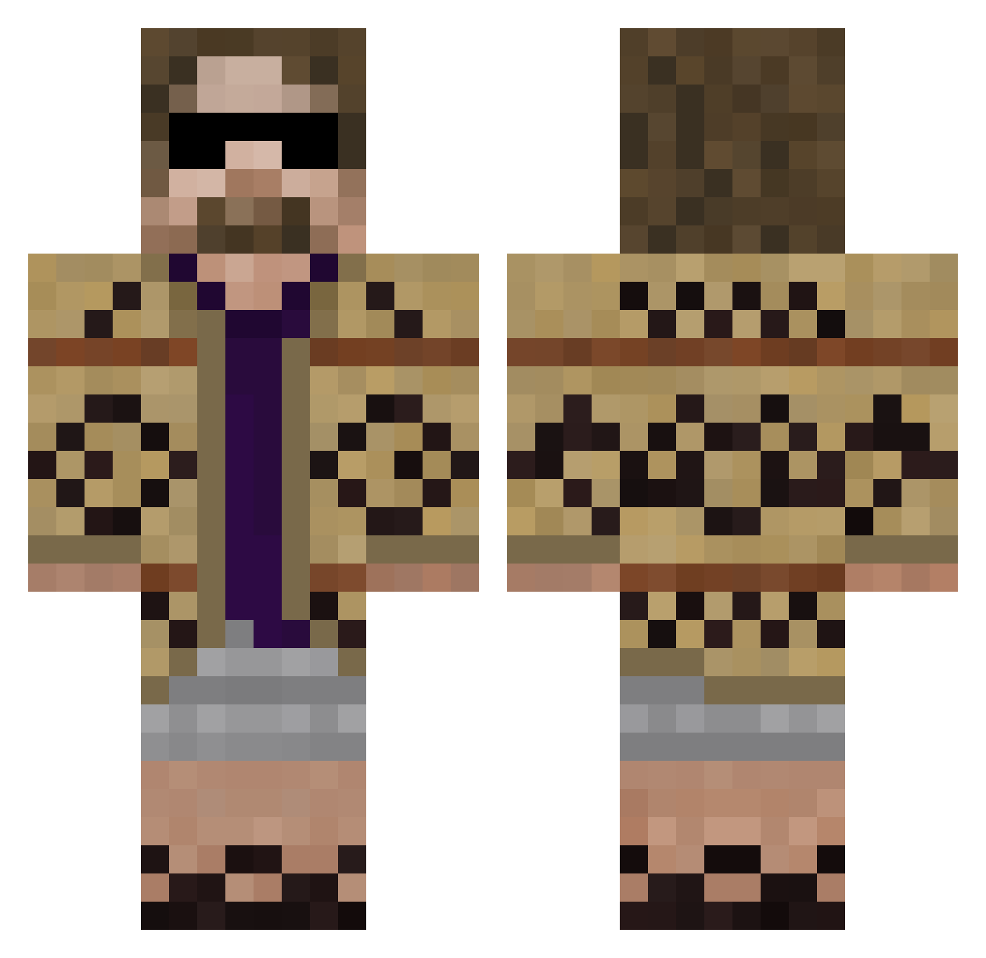Basalcubee Minecraft skin, front and back view