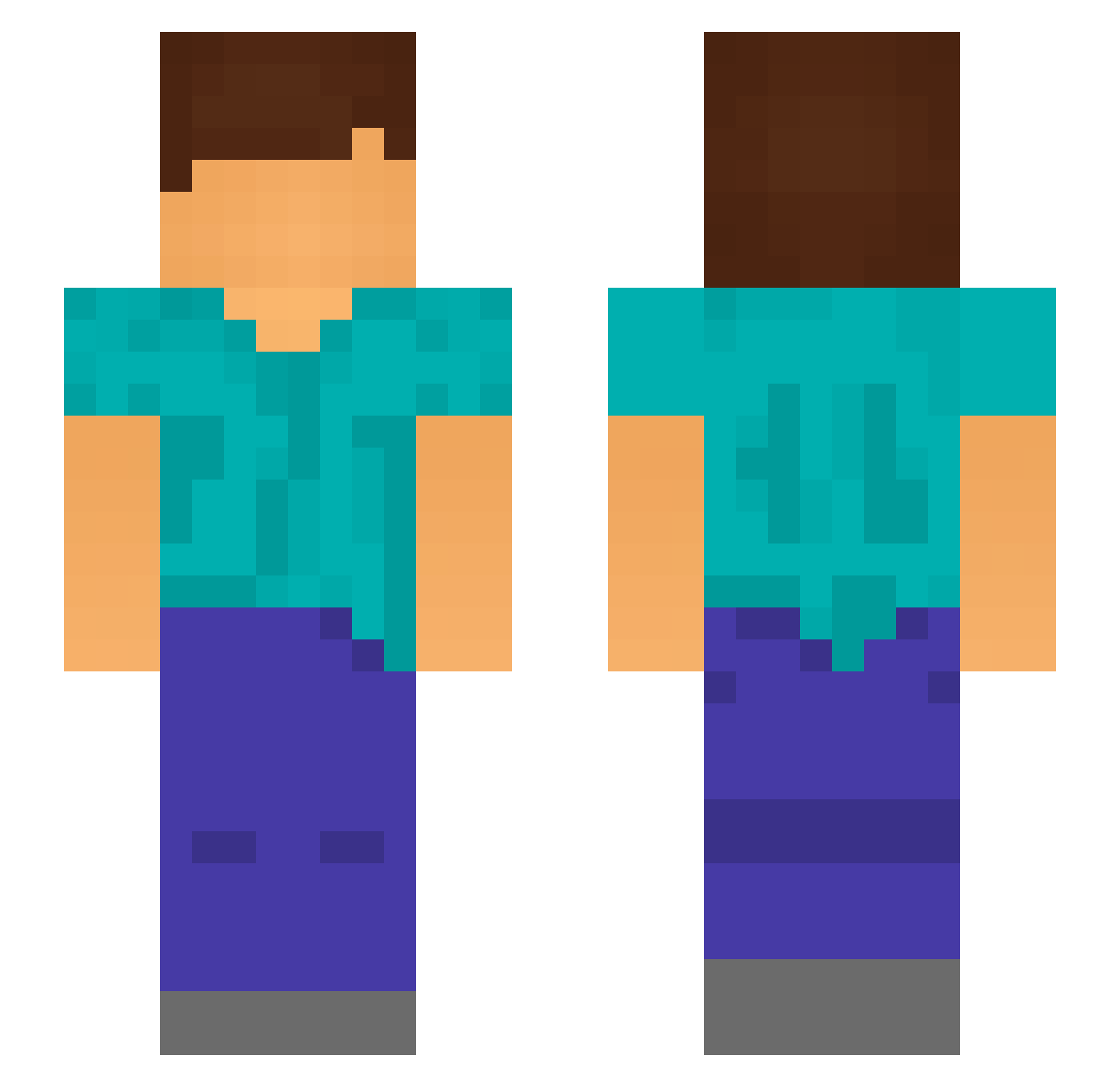 Subtopia Minecraft skin, front and back view