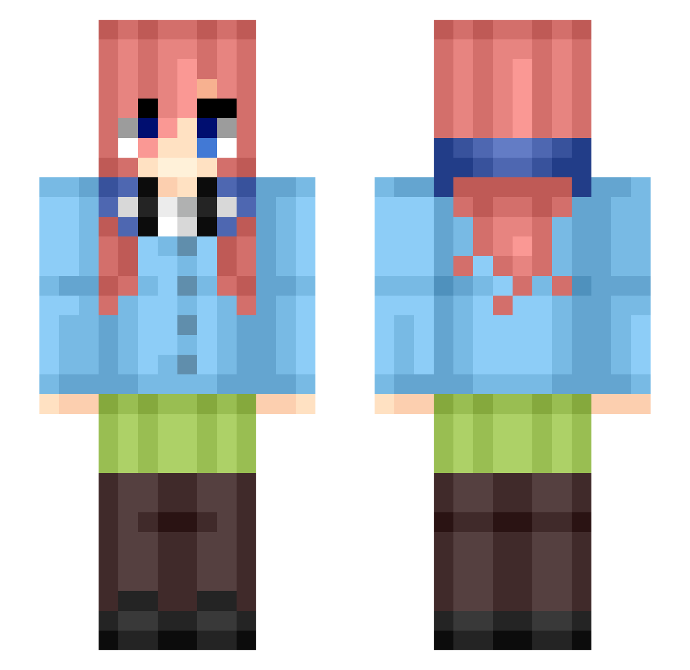 Carattano Minecraft skin, front and back view
