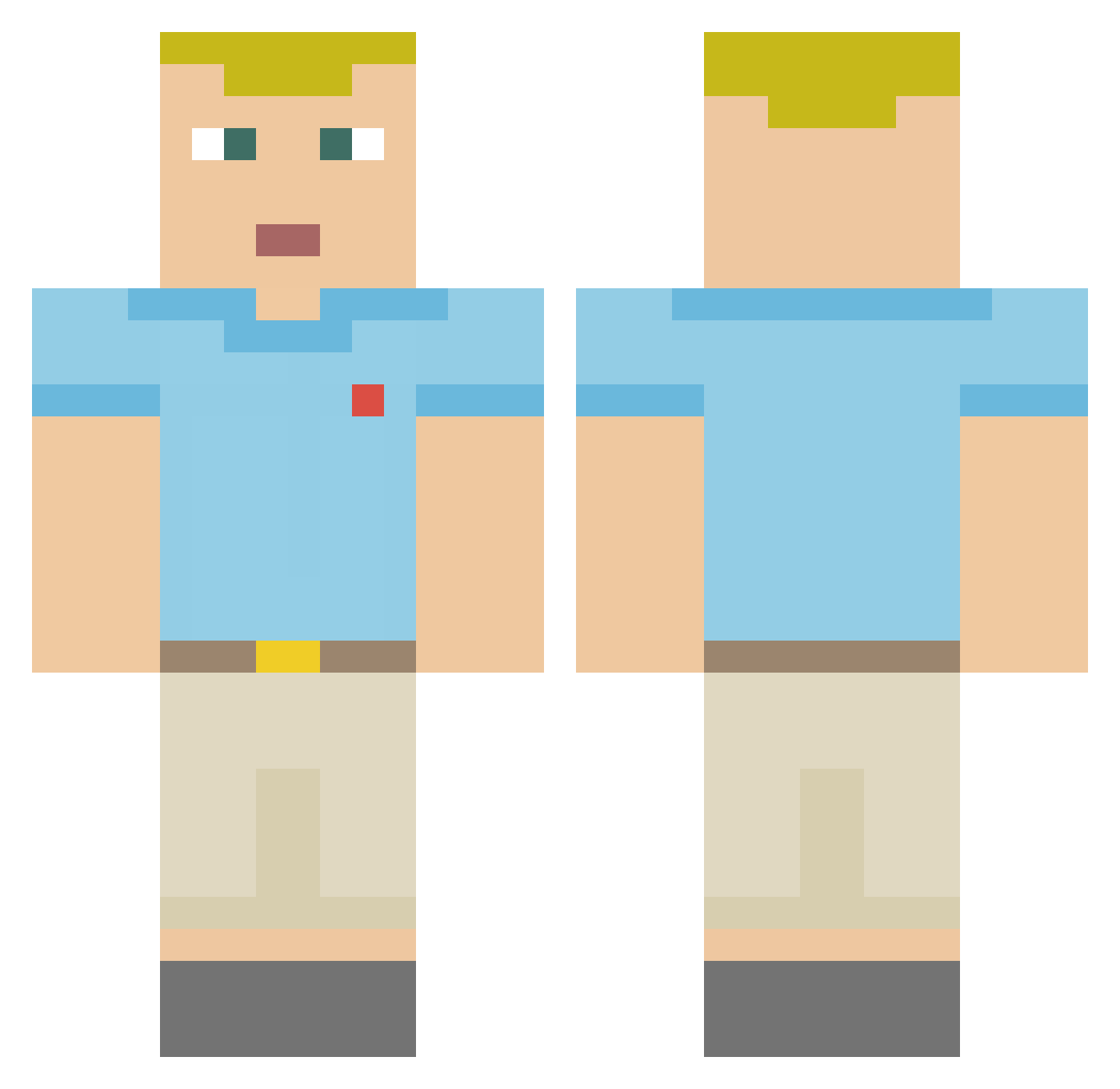 Leaderboard Minecraft skin, front and back view