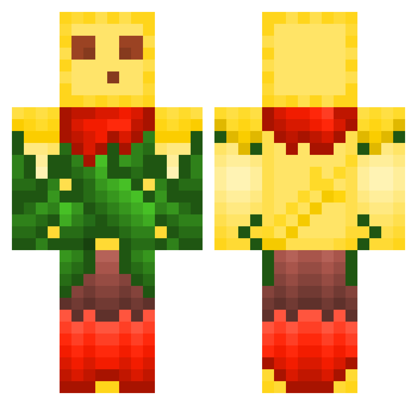 Ravioli_Man Minecraft skin, front and back view