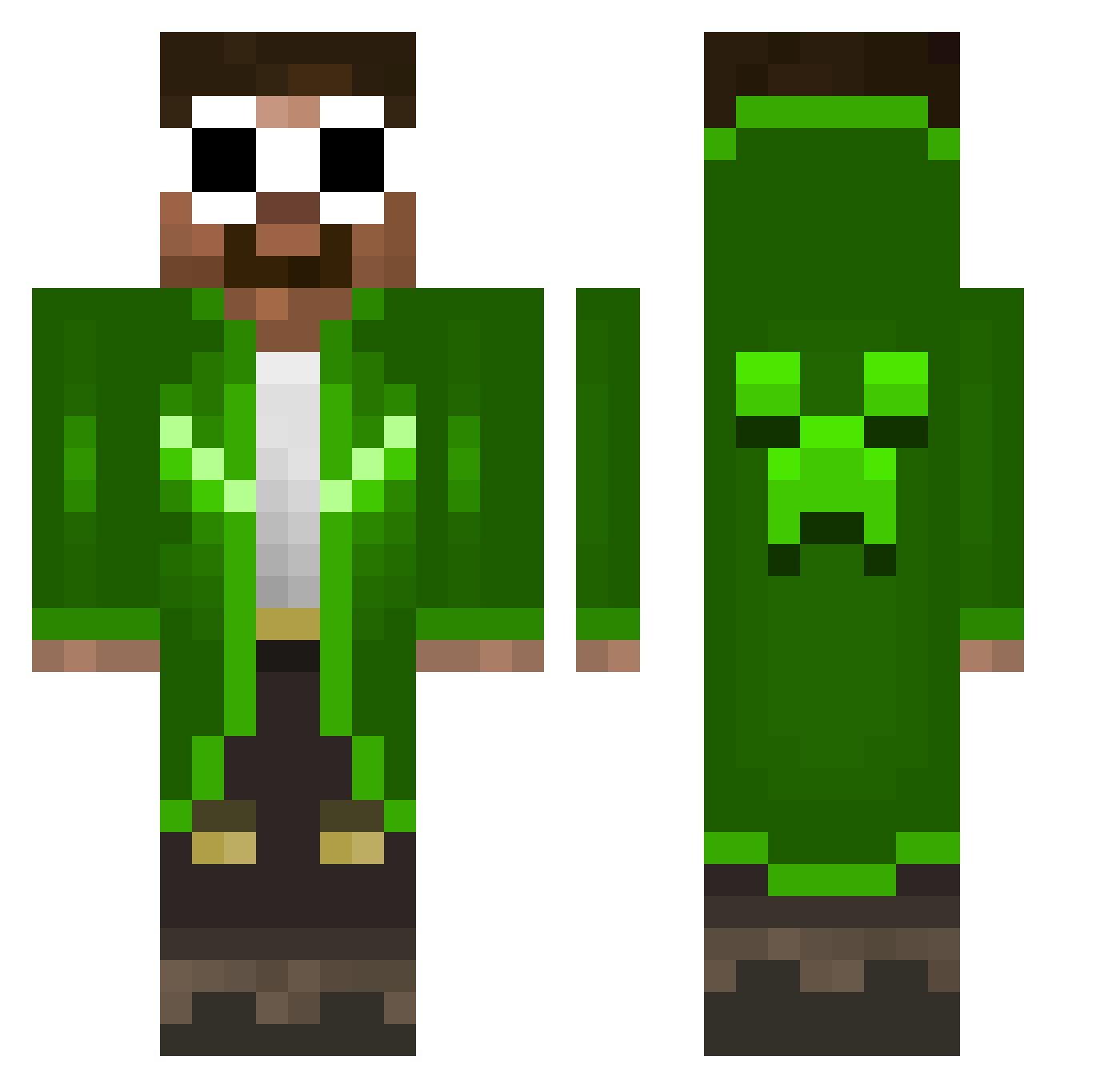 grueproof Minecraft skin, front and back view