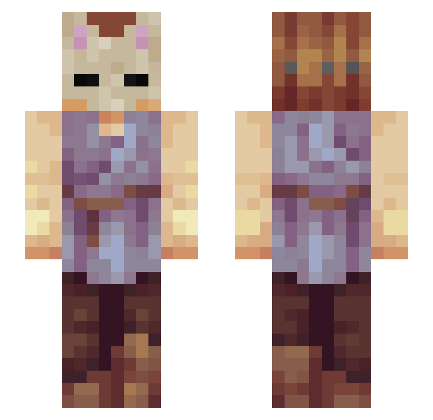 Bengank77 Minecraft skin, front and back view