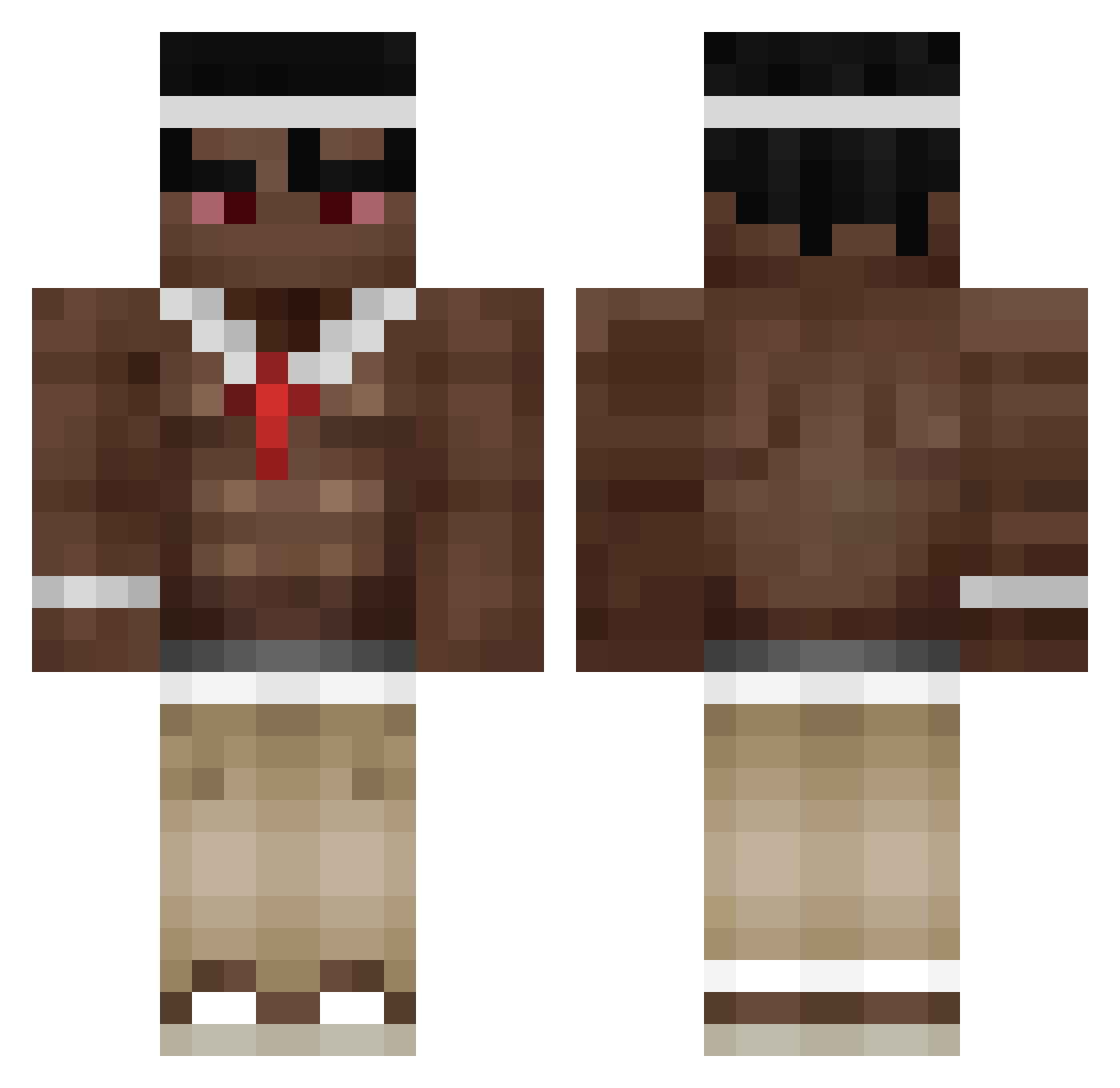 pcyo Minecraft skin, front and back view