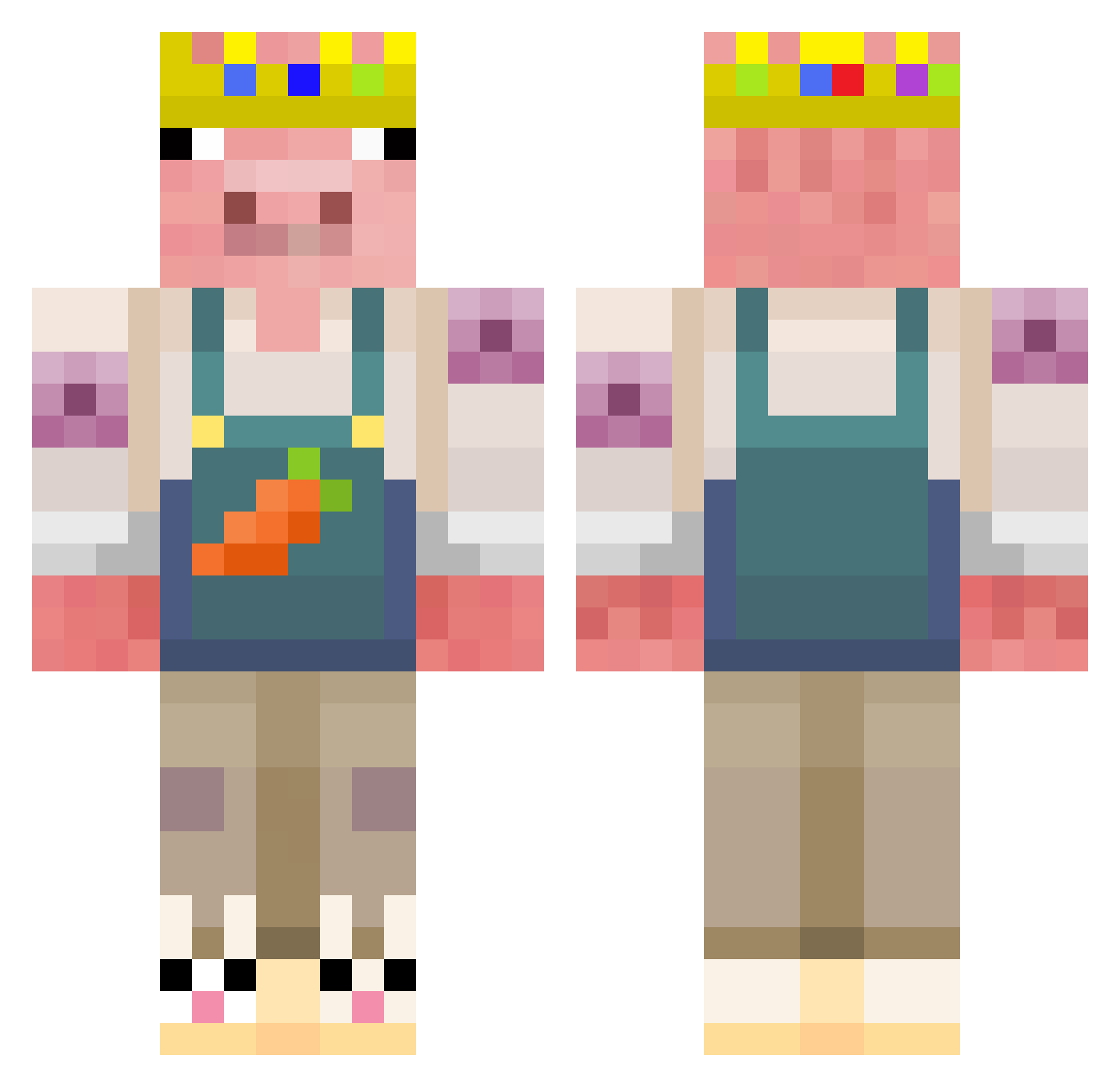swindlepilled Minecraft skin, front and back view
