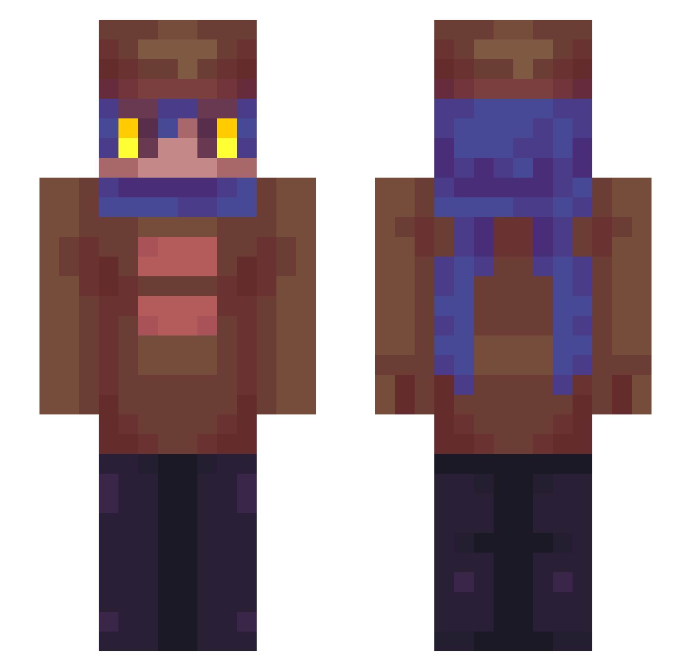 FlipBR Minecraft skin, front and back view