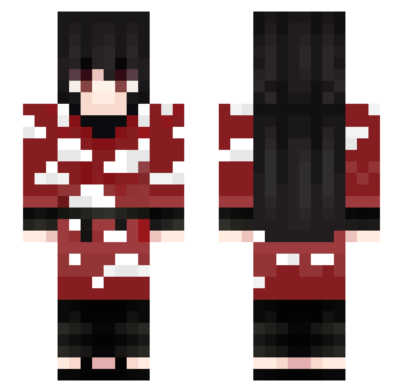 Impactiss Minecraft skin, front and back view