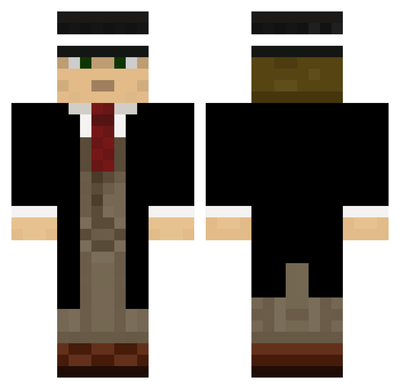Comediant Minecraft skin, front and back view