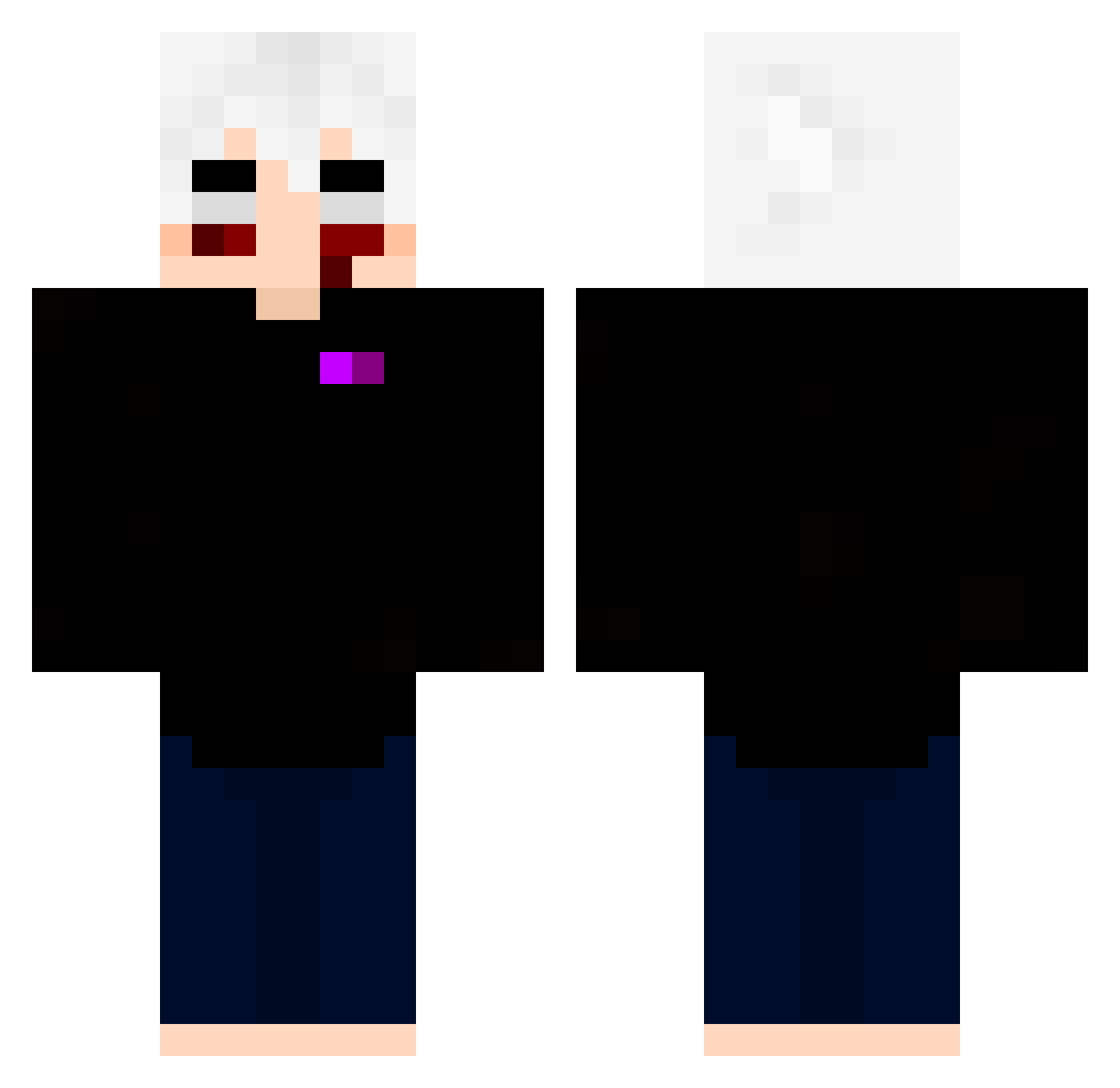 v102 Minecraft skin, front and back view