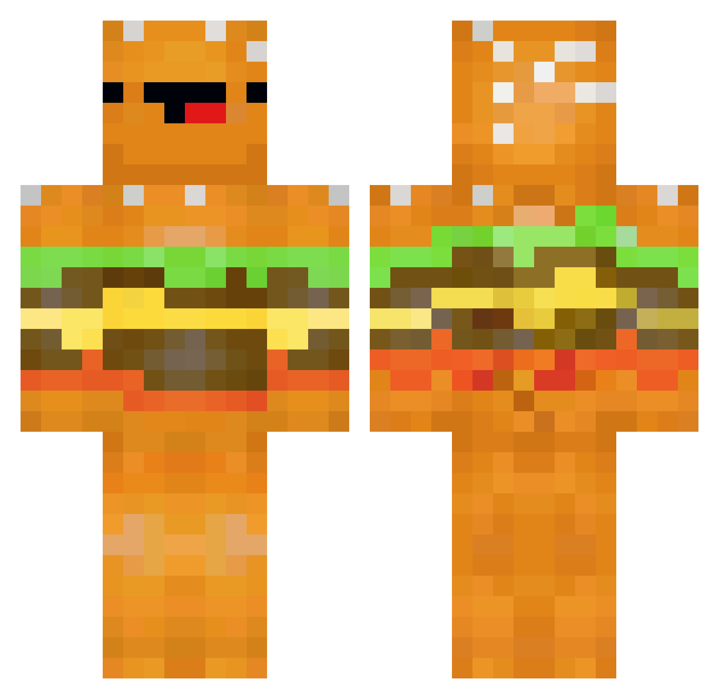 Sceeneey Minecraft skin, front and back view