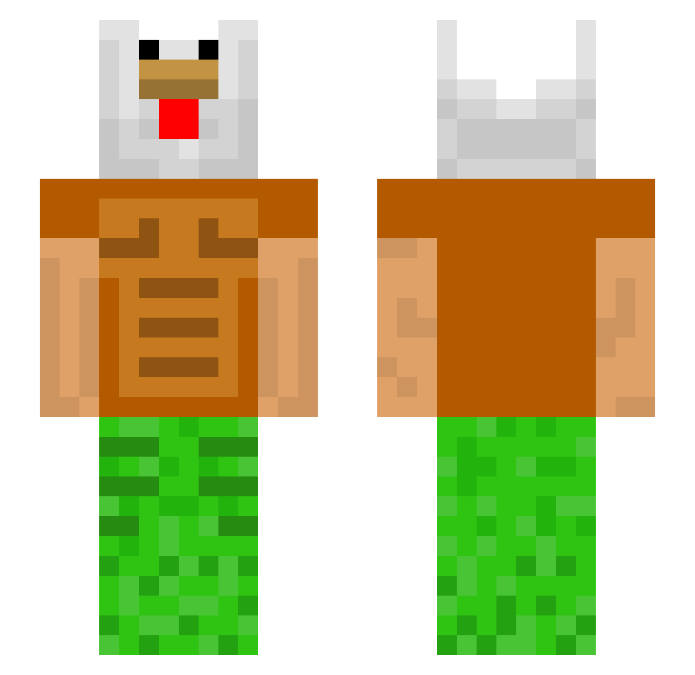 Diverticulum Minecraft skin, front and back view