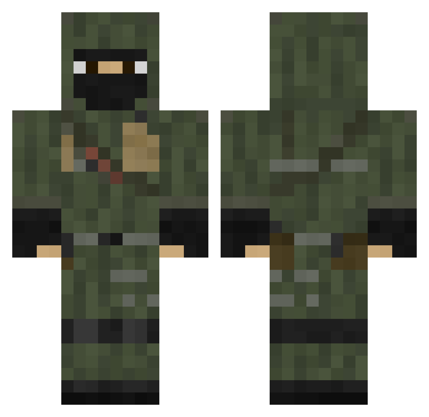 Rhzzx501 Minecraft skin, front and back view