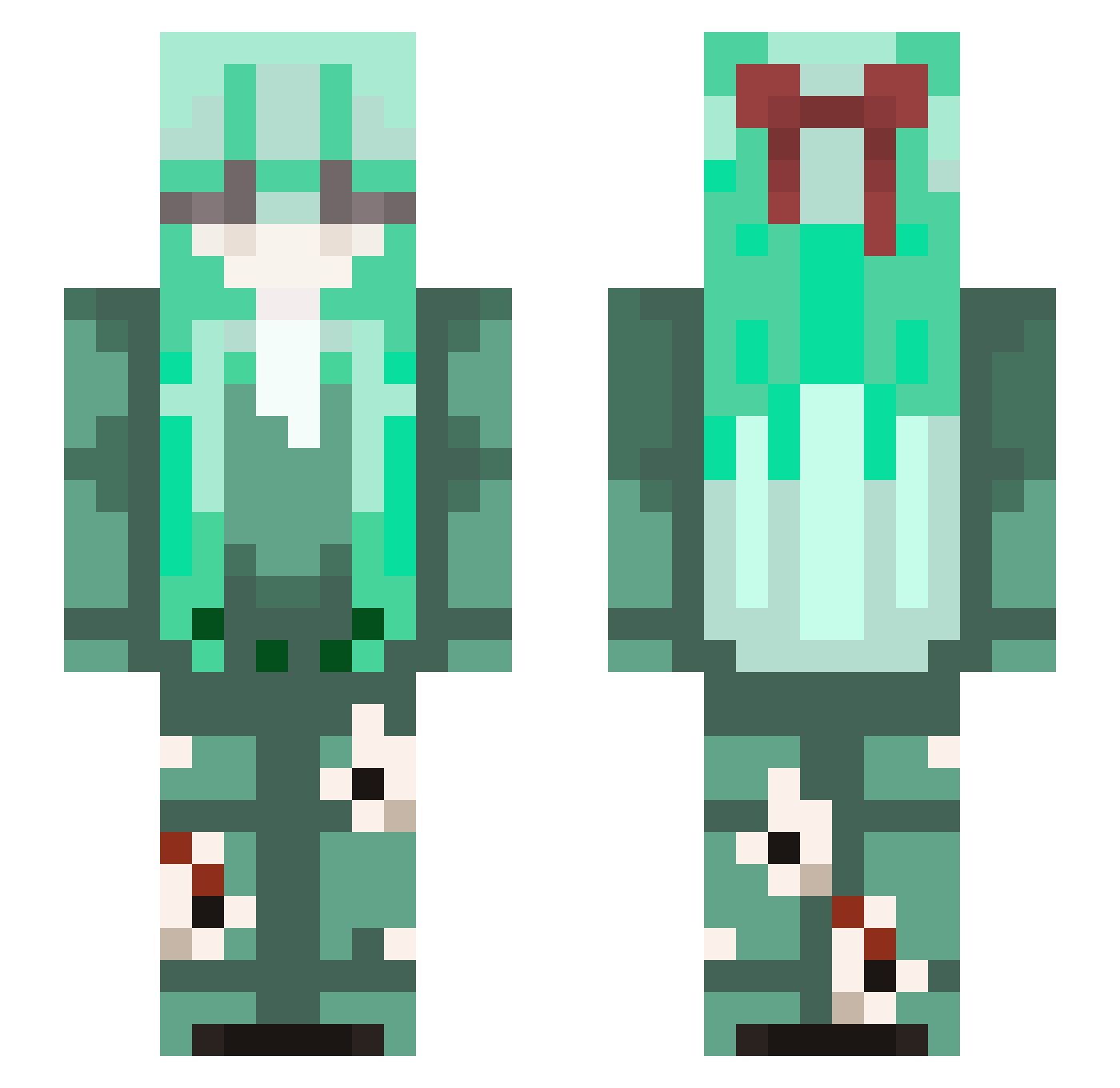 Phimations Minecraft skin, front and back view