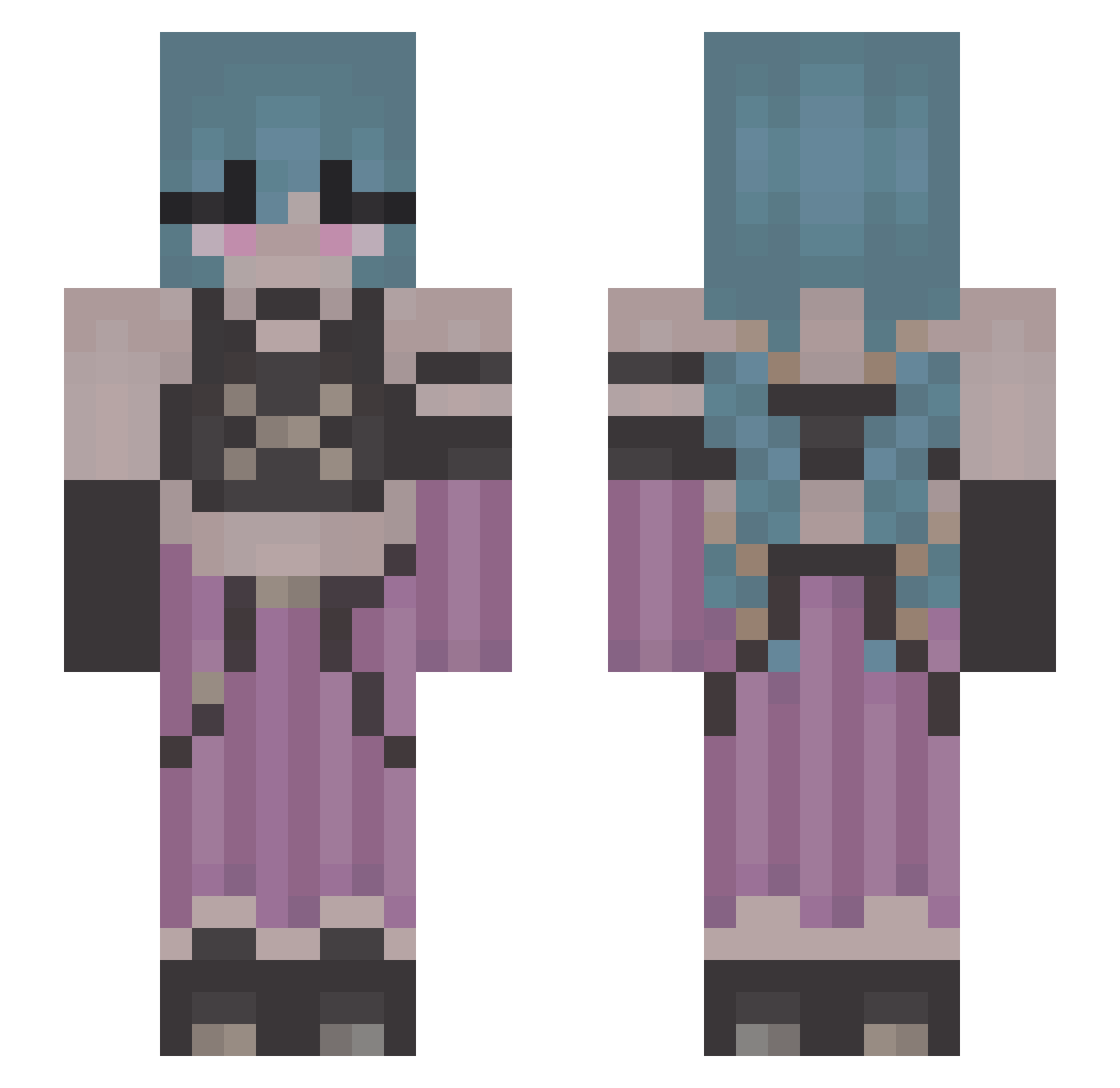 y2ui Minecraft skin, front and back view
