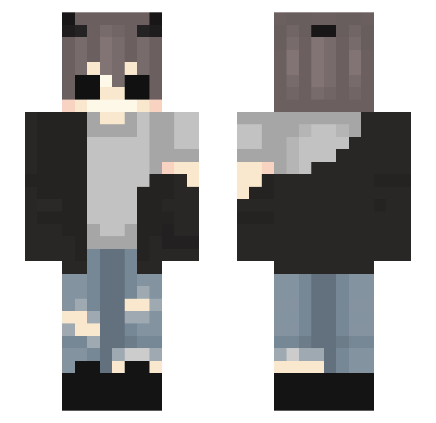 xDenizT Minecraft skin, front and back view