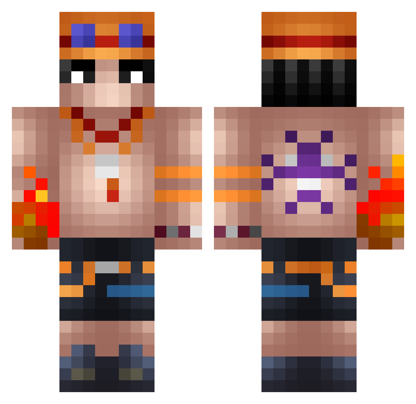 Zaxy000 Minecraft skin, front and back view