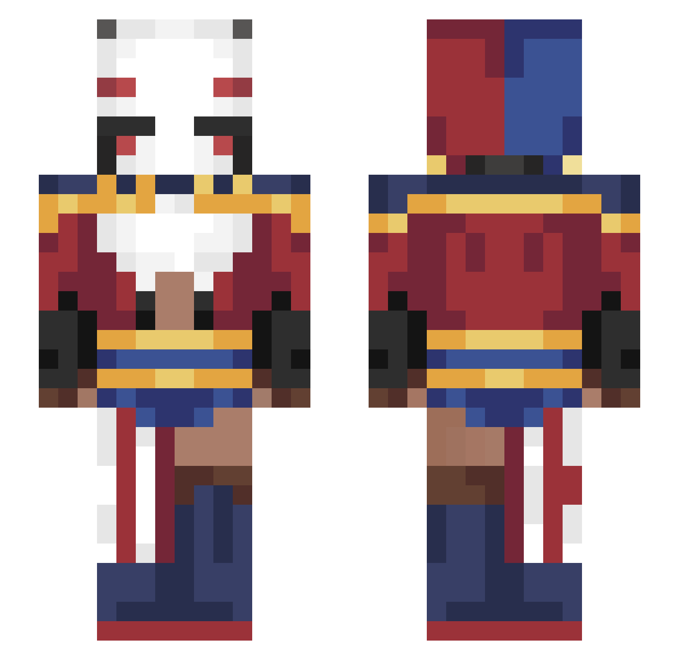 InfinityClown_ Minecraft skin, front and back view