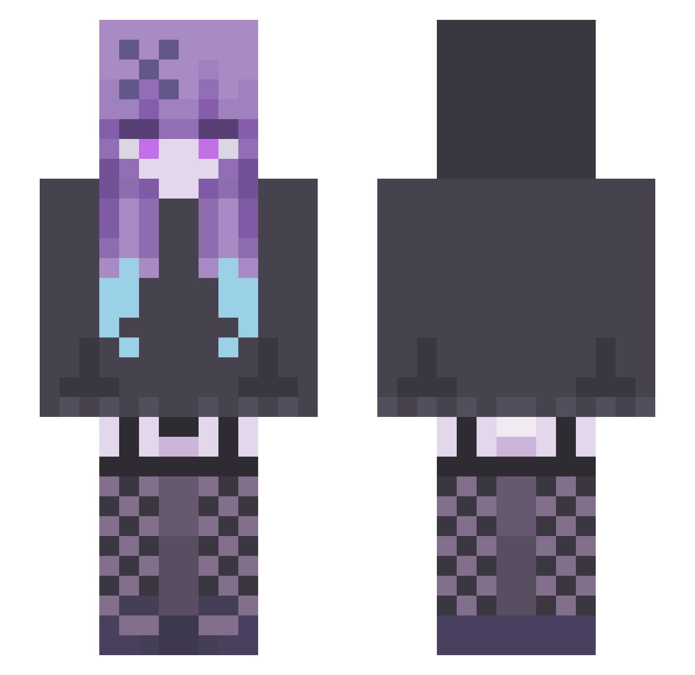 Obanew2f Minecraft skin, front and back view
