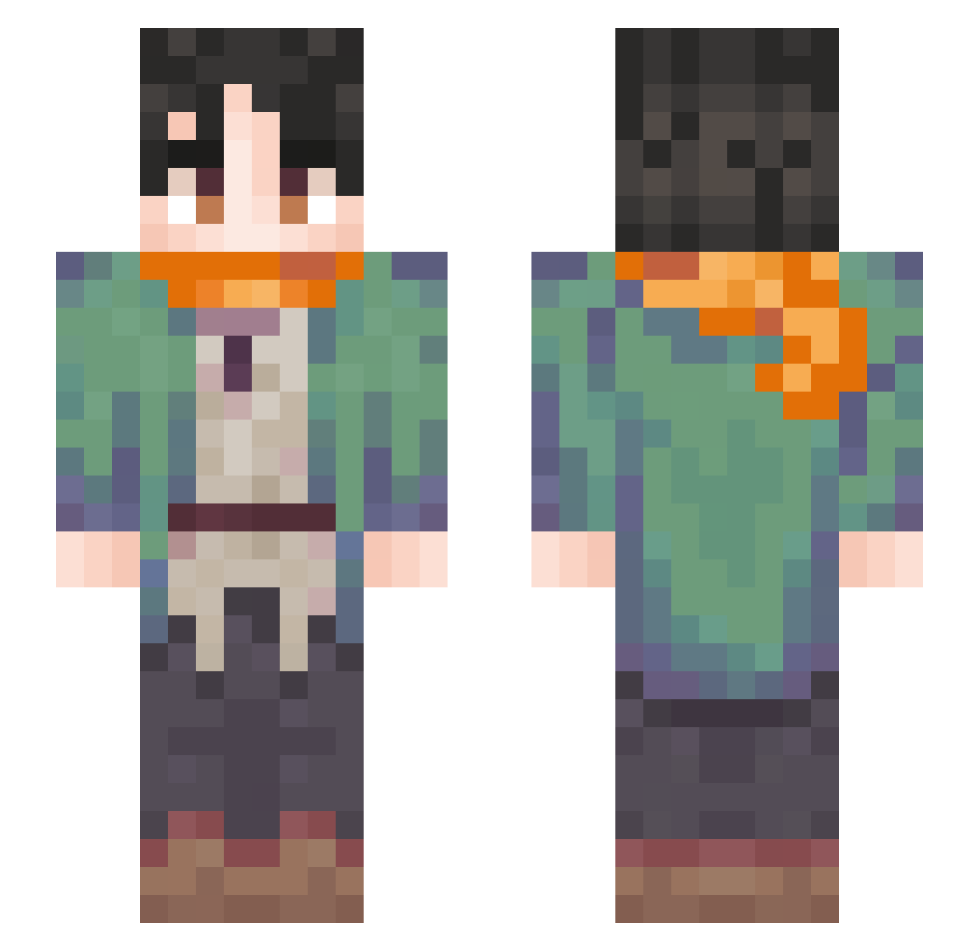 PandaIS Minecraft skin, front and back view