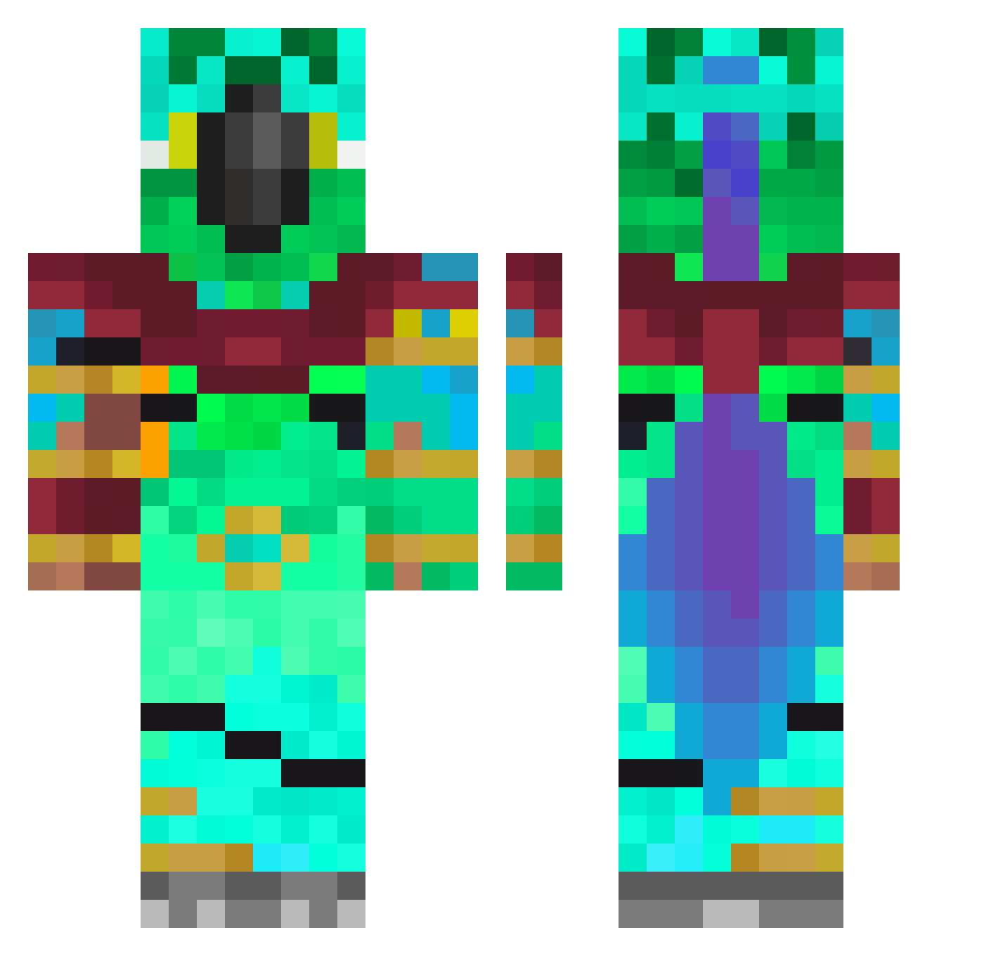 Anat0209 Minecraft skin, front and back view