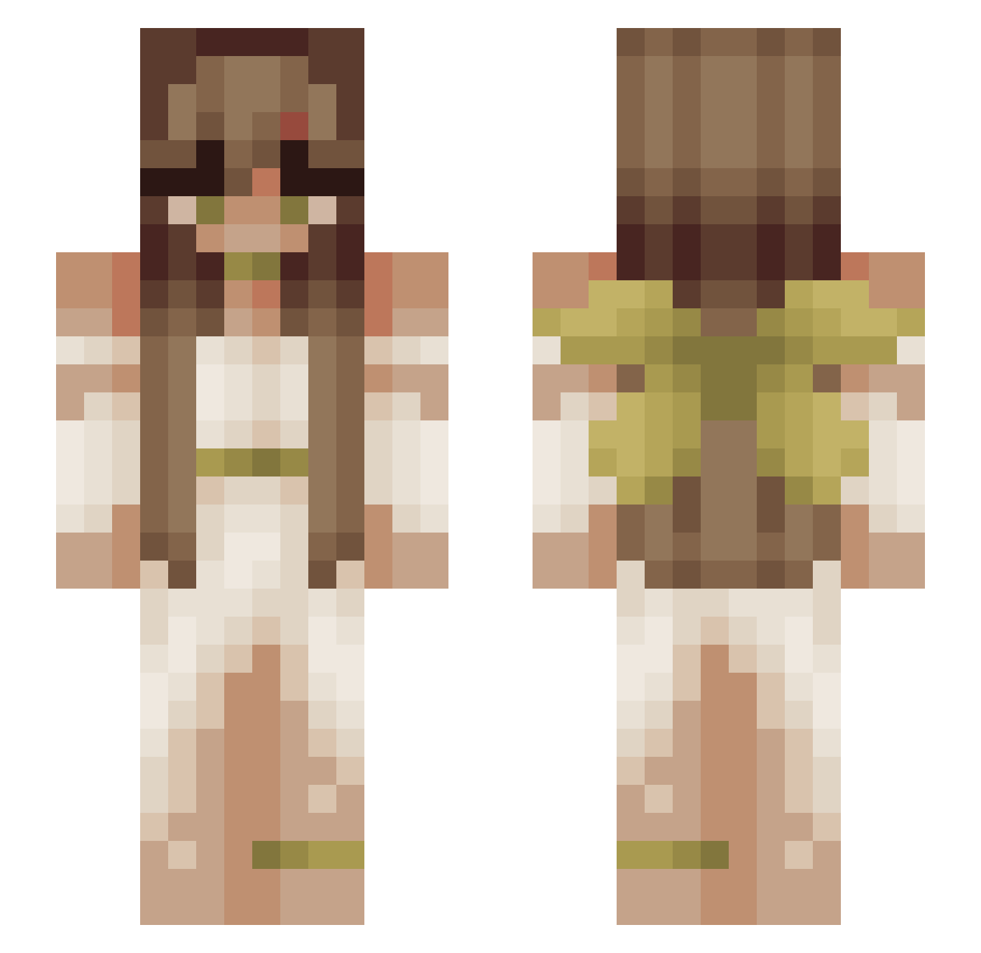 Ansadix Minecraft skin, front and back view