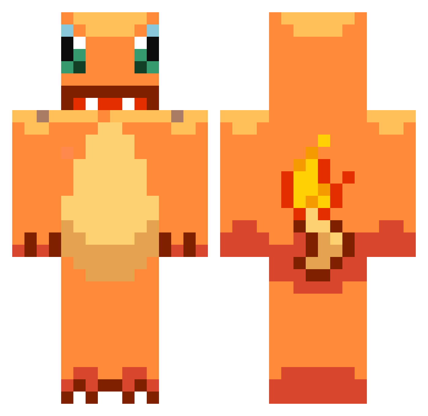 TwoFqce Minecraft skin, front and back view