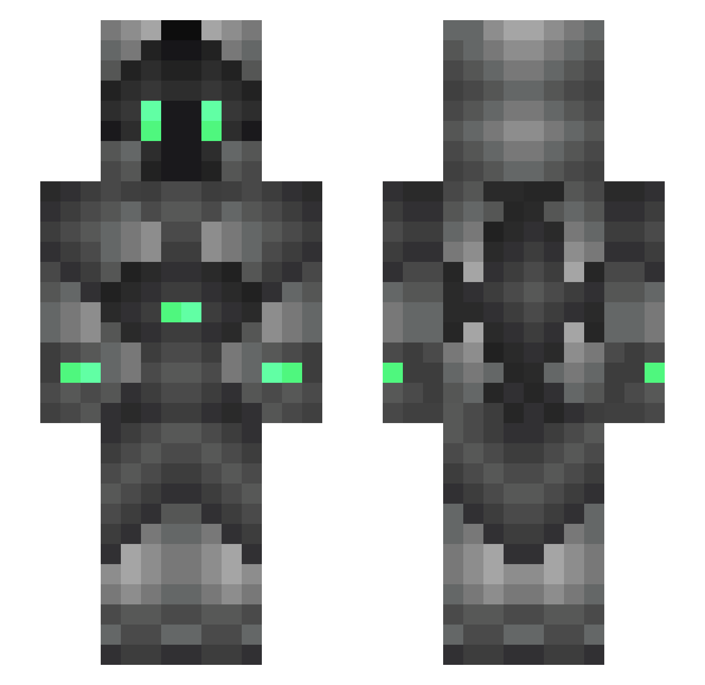 Crossed Minecraft skin, front and back view
