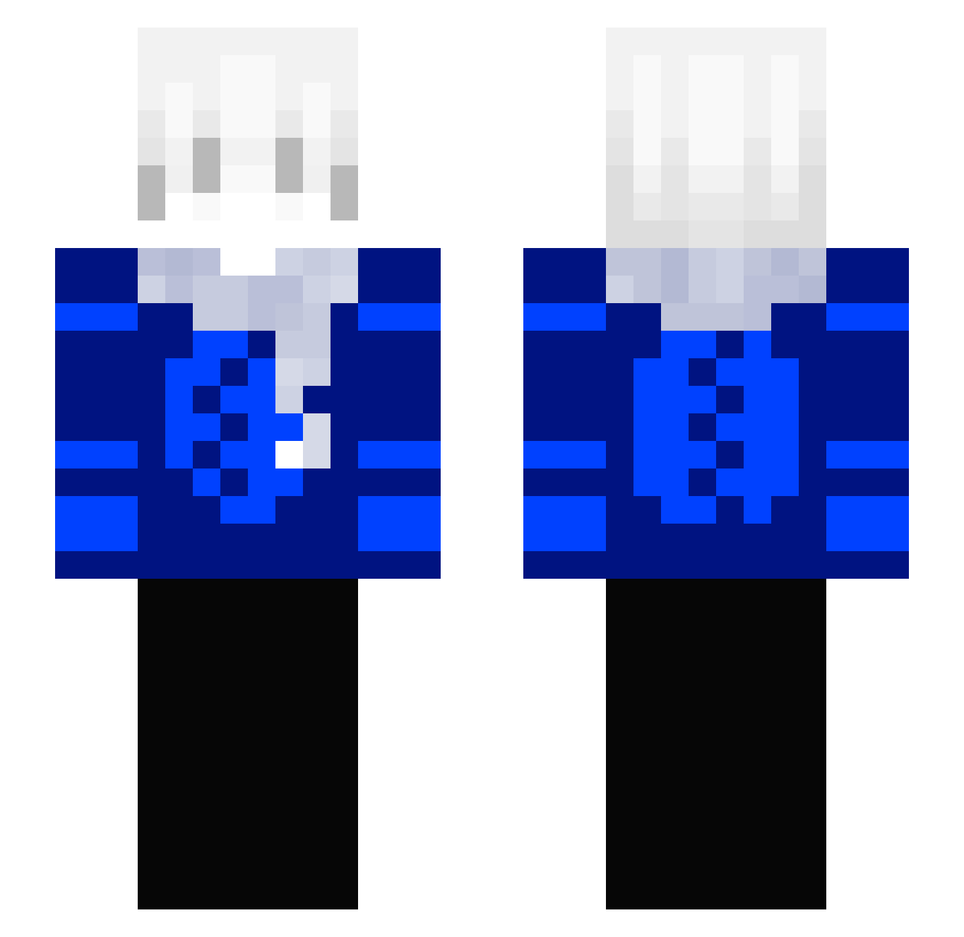 Zxynx Minecraft skin, front and back view