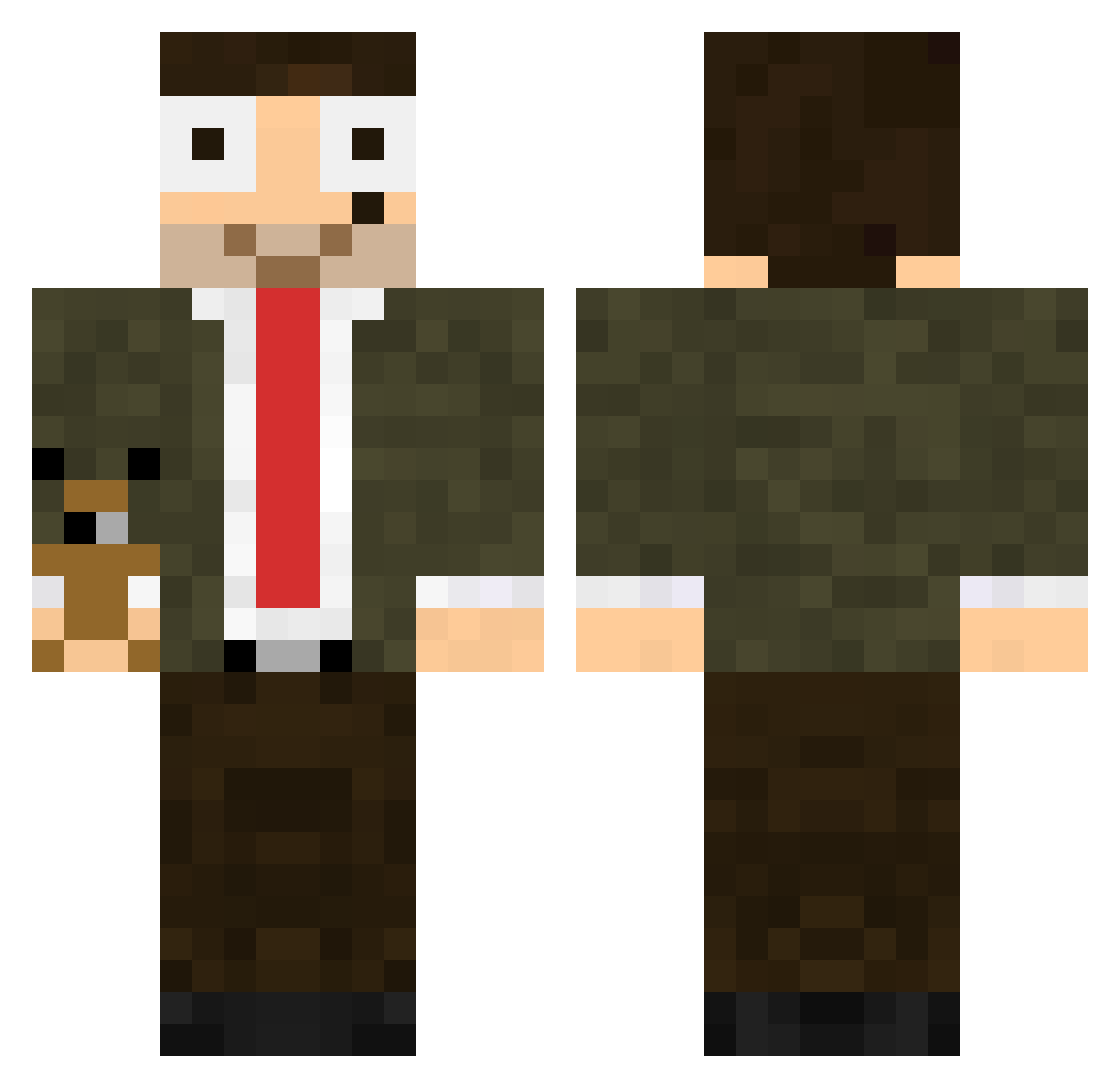 Wasluck Minecraft skin, front and back view