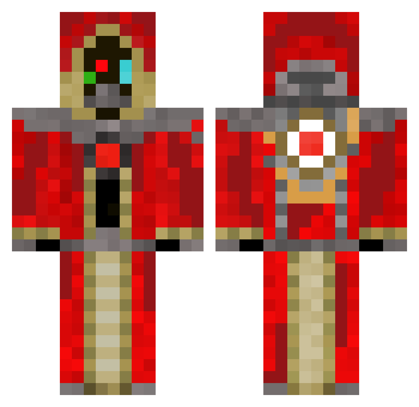 Stereoisomer Minecraft skin, front and back view