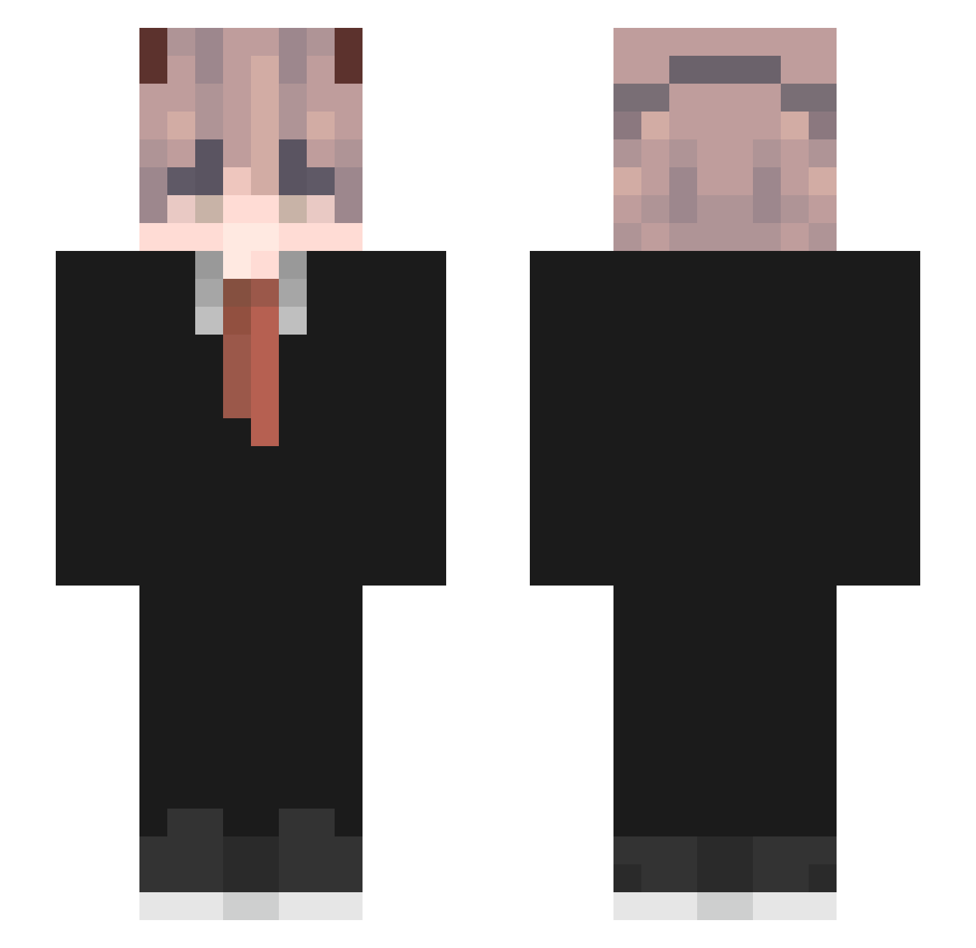 OMgatito Minecraft skin, front and back view