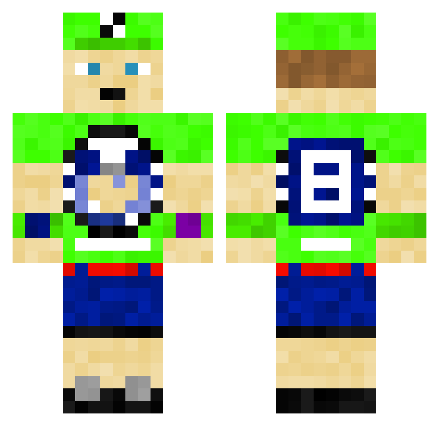 Deoxyzz Minecraft skin, front and back view