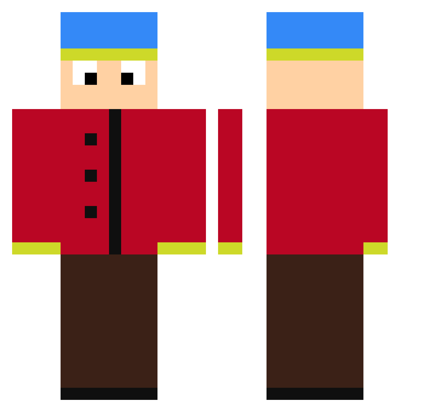 Drionic Minecraft skin, front and back view