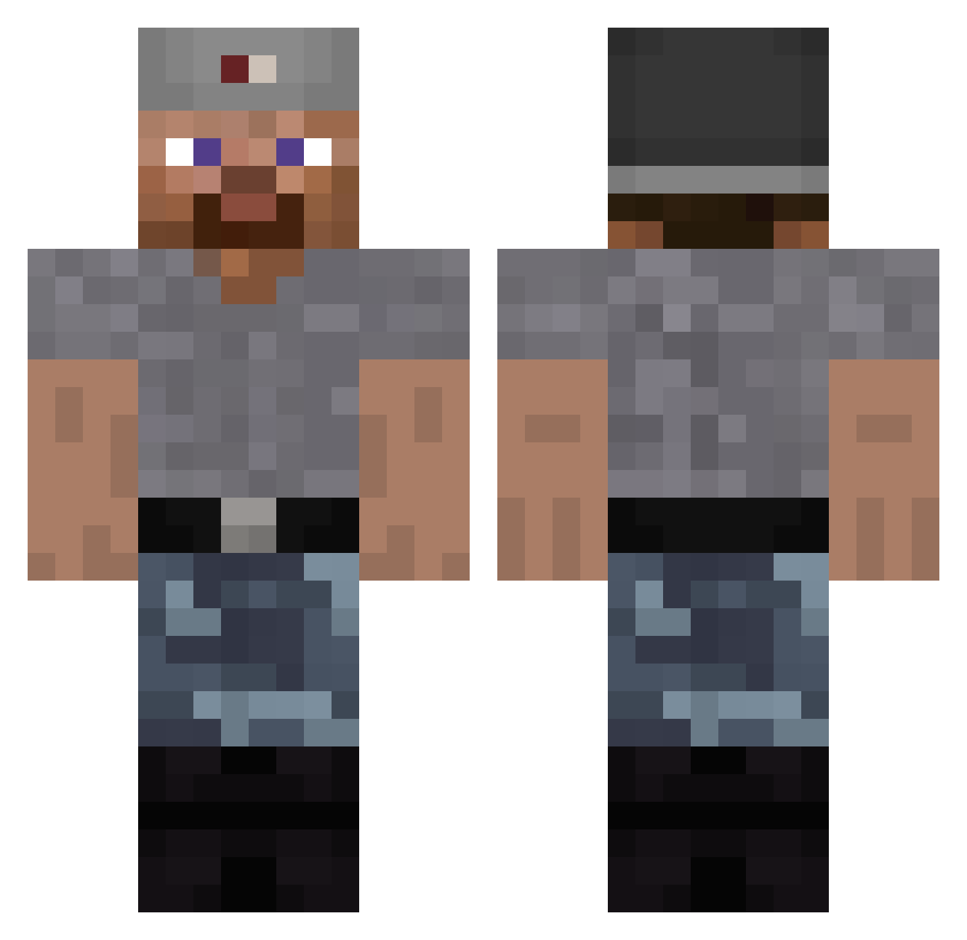 Olilew Minecraft skin, front and back view