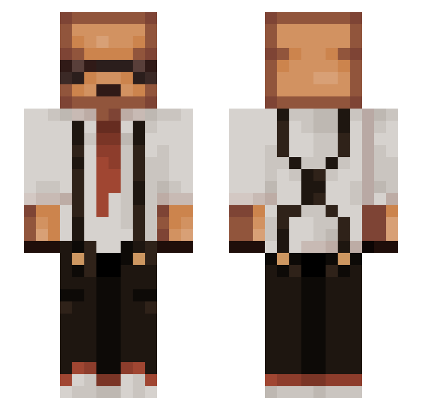 Tovsty Minecraft skin, front and back view