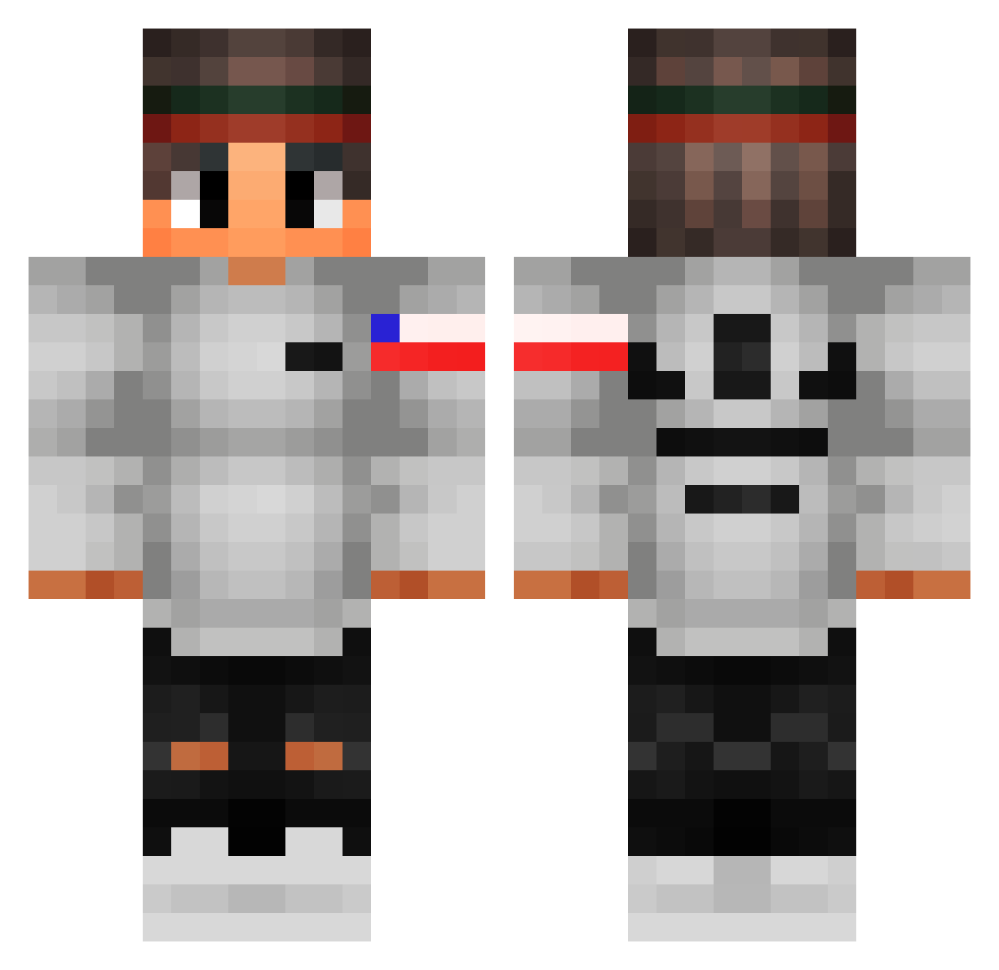ItzCrisPlay Minecraft skin, front and back view