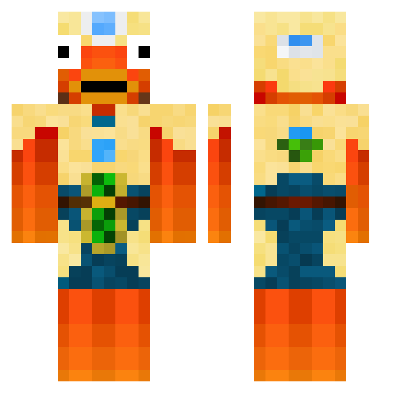 BigObitz Minecraft skin, front and back view