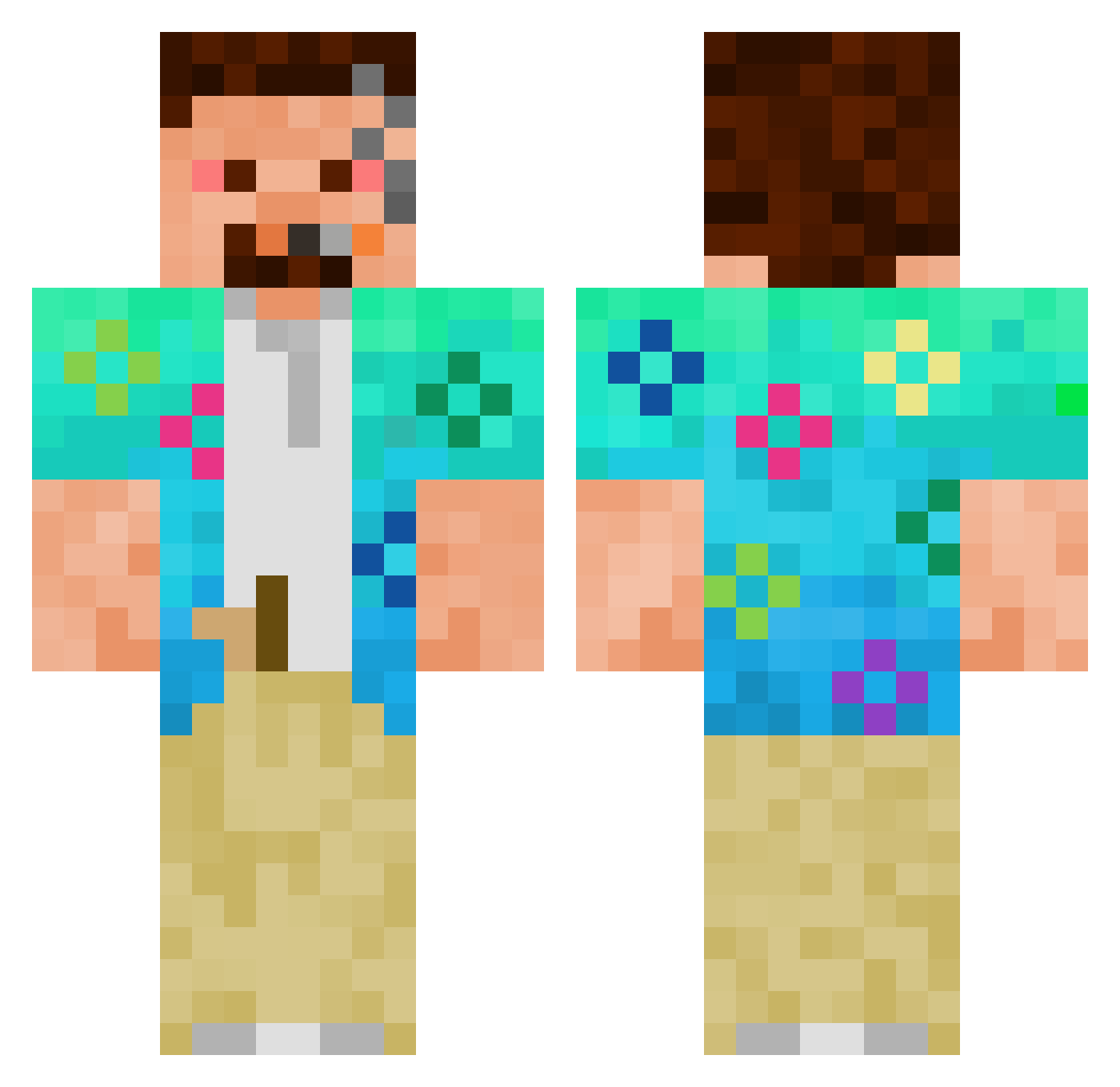Sinject Minecraft skin, front and back view