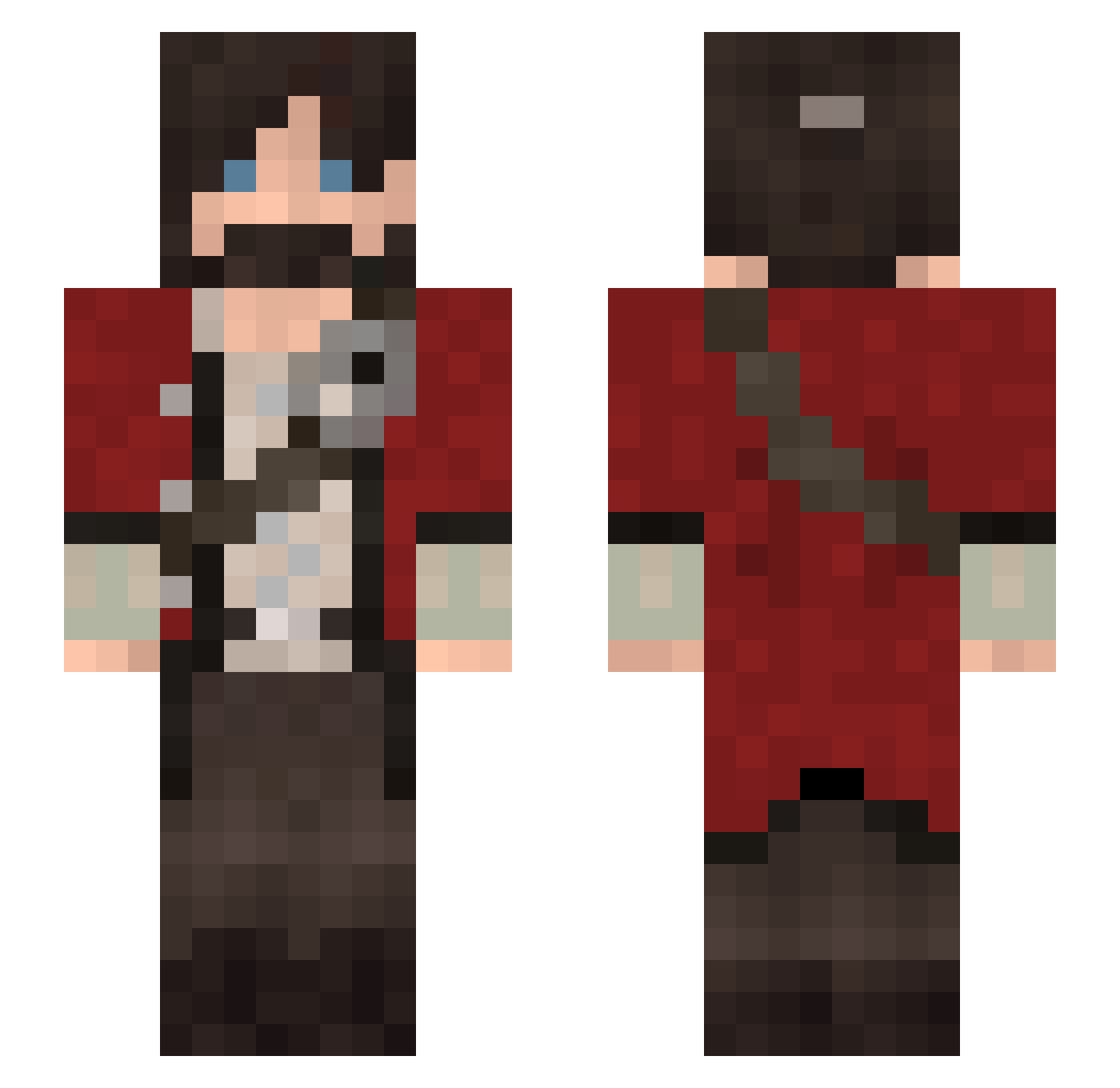 Raw_Chan Minecraft skin, front and back view