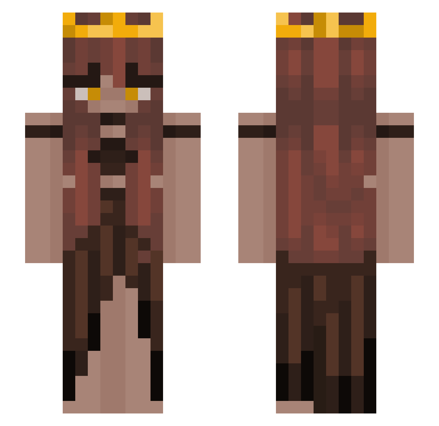 Mudcrown Minecraft skin, front and back view