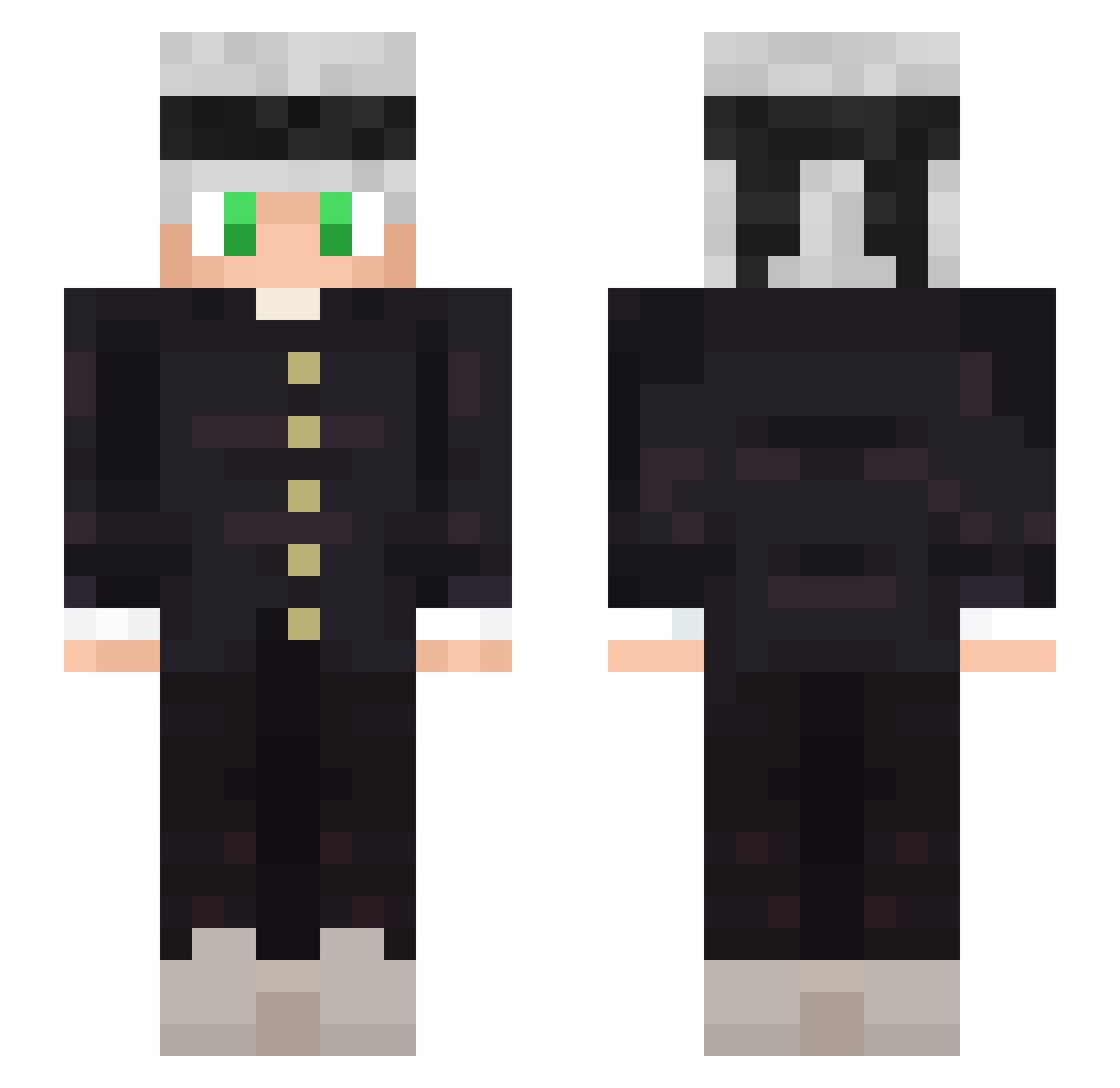 RealPachu Minecraft skin, front and back view