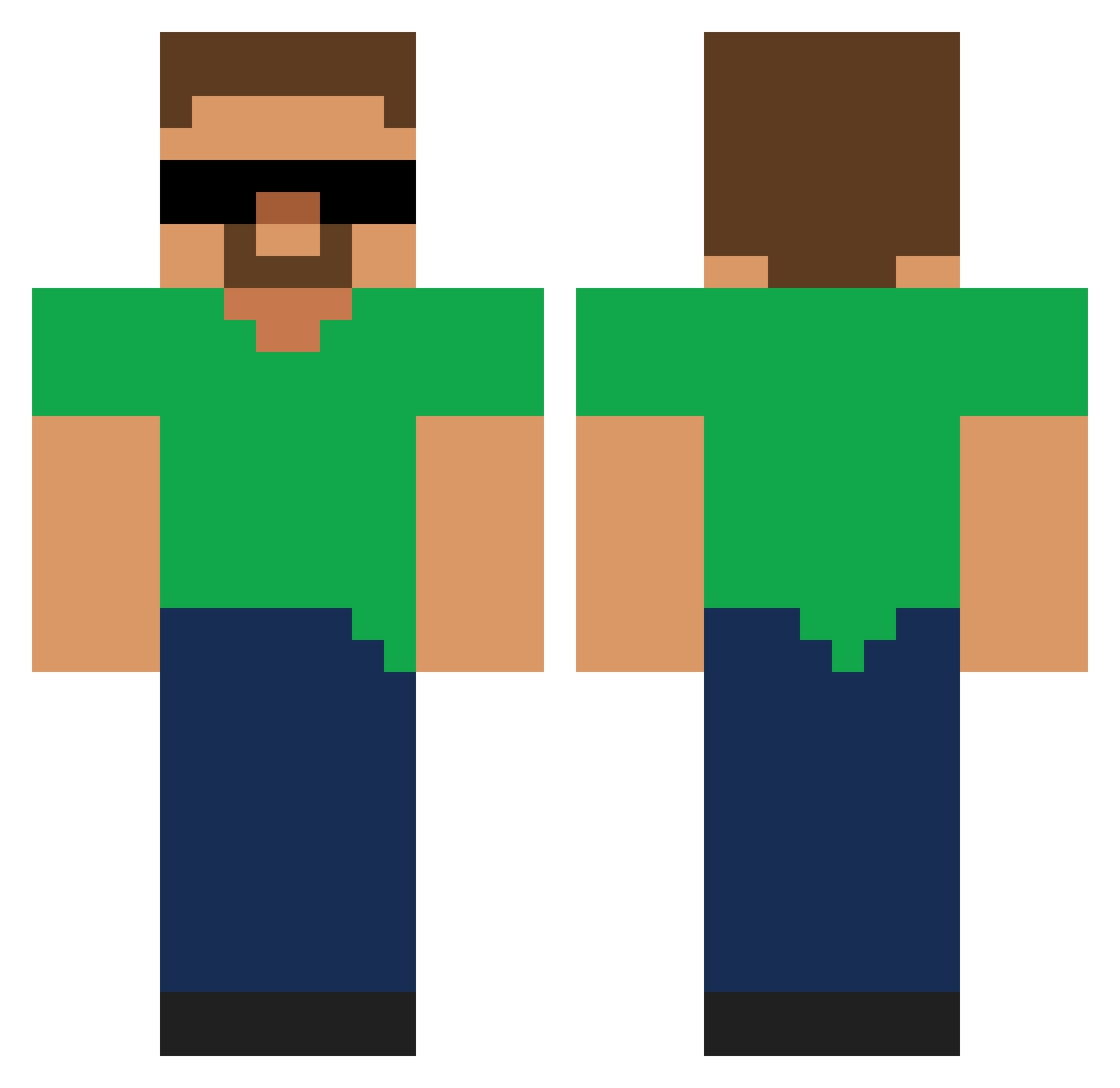 powstu Minecraft skin, front and back view