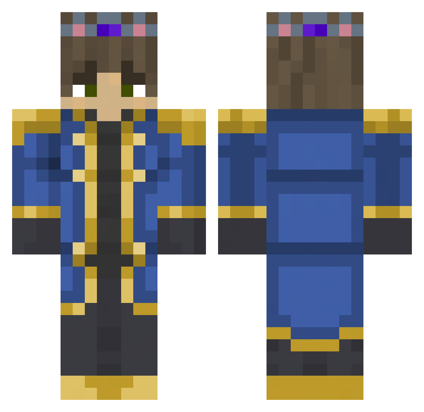 Arsta798 Minecraft skin, front and back view