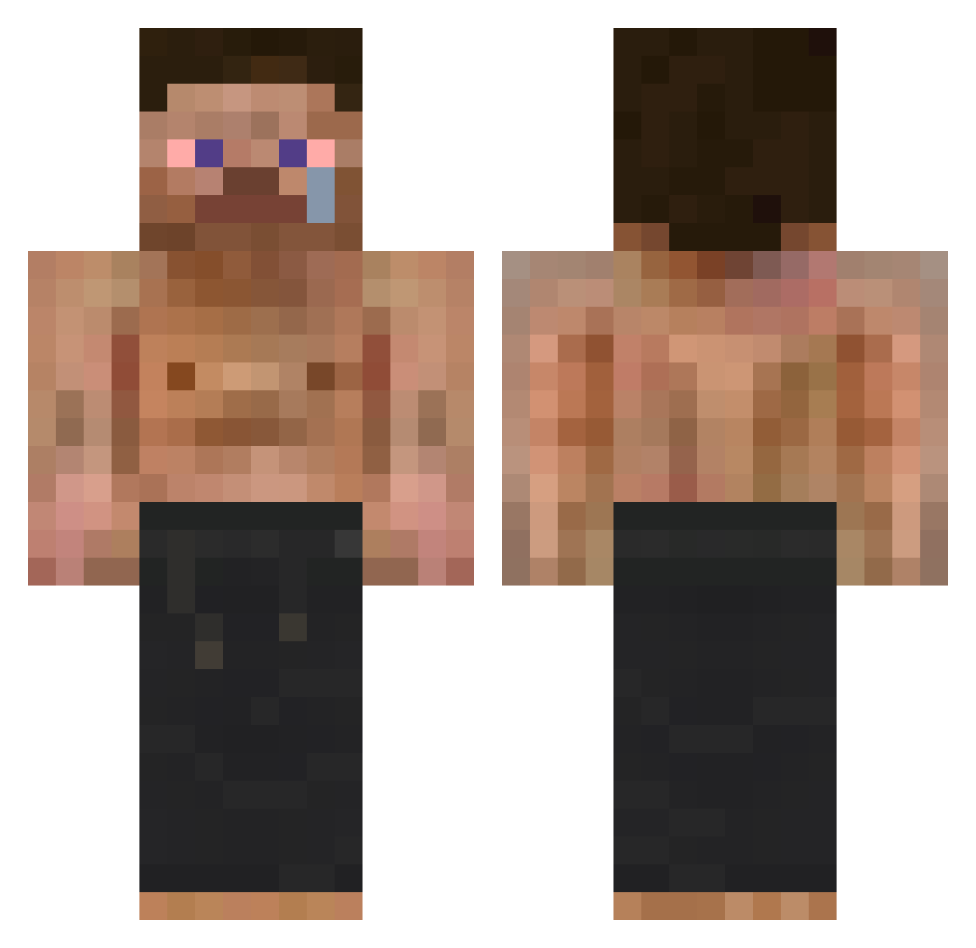 Vscrx Minecraft skin, front and back view