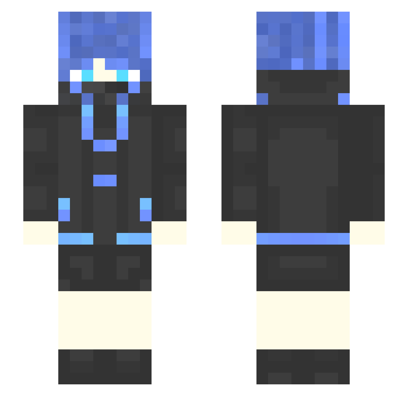 YEN777 Minecraft skin, front and back view