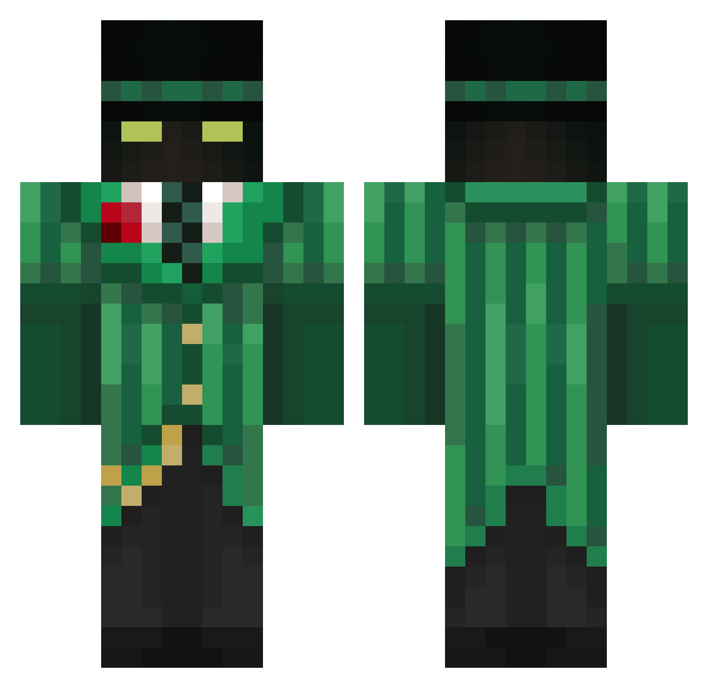 TheAfrikanDoge Minecraft skin, front and back view