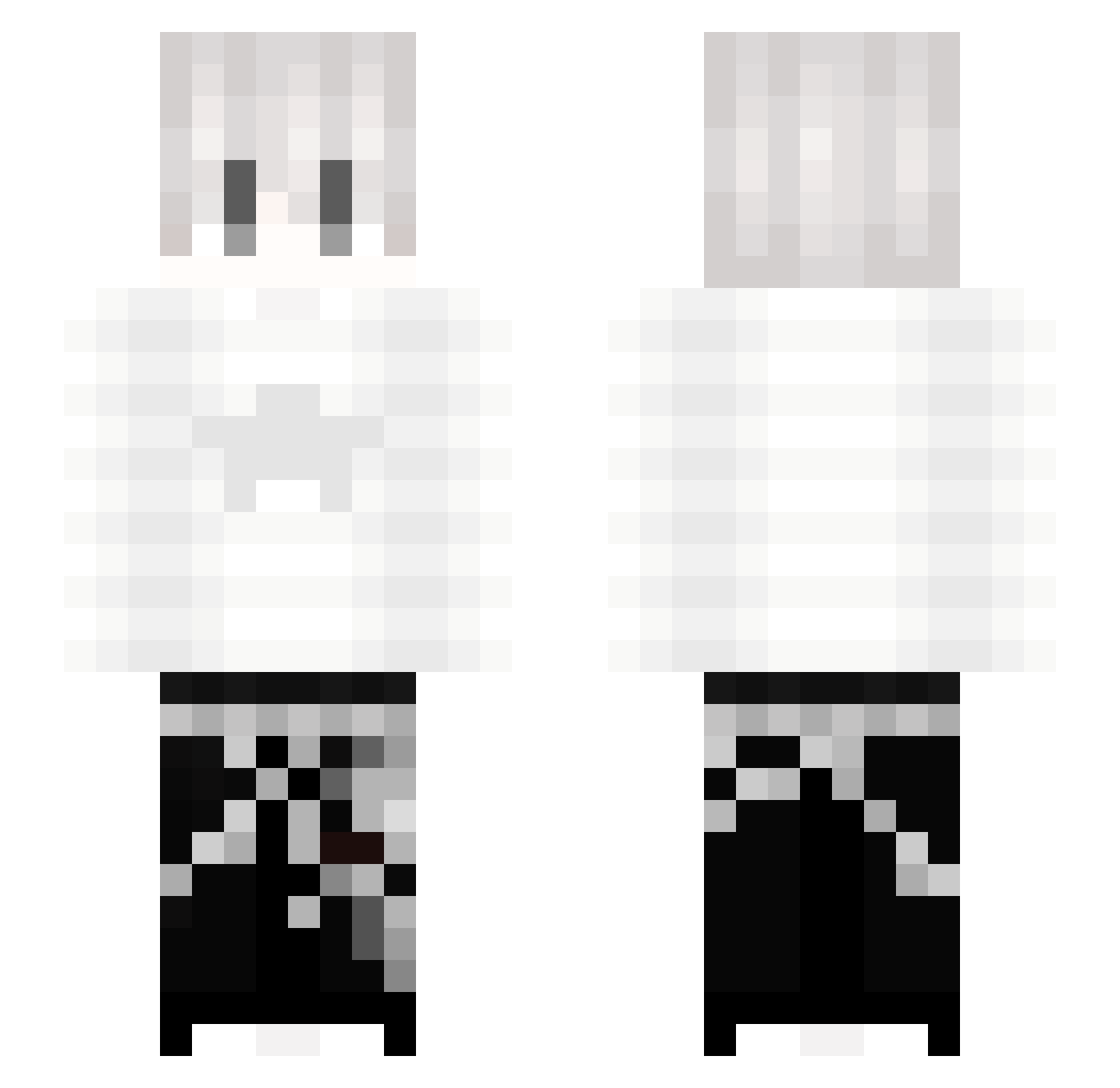 sxperpositioned Minecraft skin, front and back view