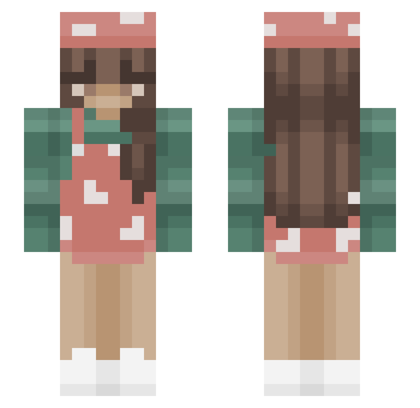 ShroomyyFrog Minecraft skin, front and back view